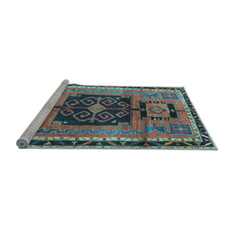 Sideview of Machine Washable Persian Light Blue Traditional Rug, wshtr3406lblu