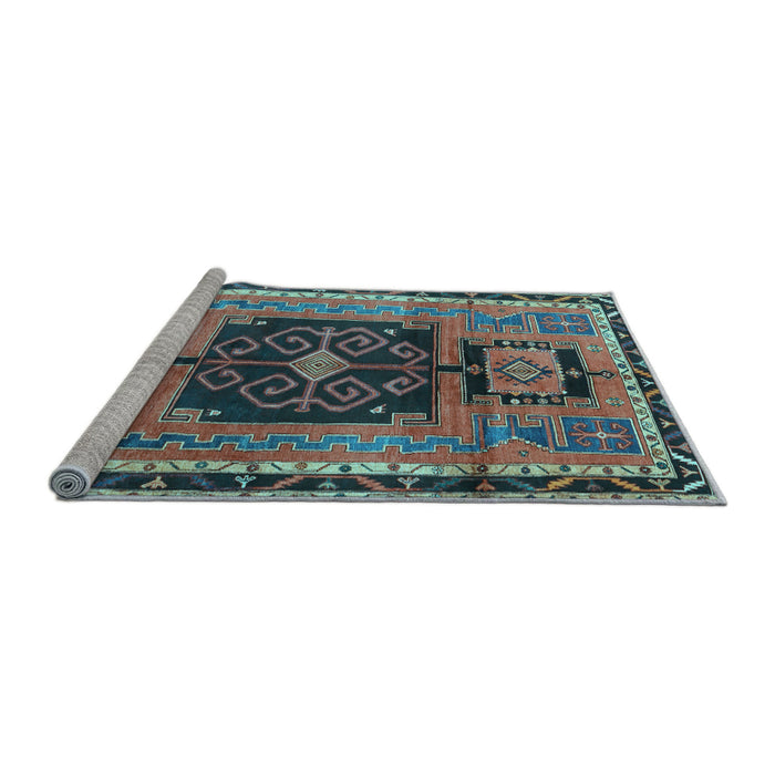 Sideview of Machine Washable Persian Light Blue Traditional Rug, wshtr3406lblu