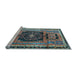 Sideview of Machine Washable Persian Light Blue Traditional Rug, wshtr3406lblu