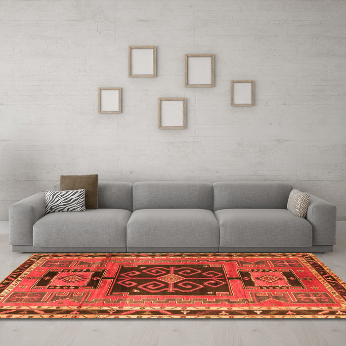 Machine Washable Persian Orange Traditional Area Rugs in a Living Room, wshtr3406org