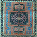 Square Machine Washable Persian Light Blue Traditional Rug, wshtr3406lblu