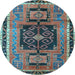 Round Persian Light Blue Traditional Rug, tr3406lblu