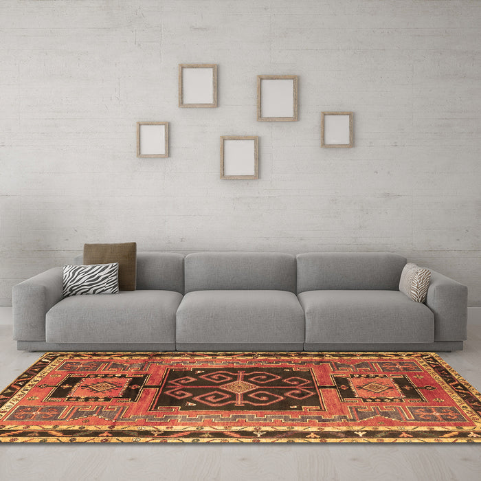 Machine Washable Persian Brown Traditional Rug in a Living Room,, wshtr3406brn