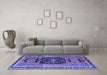 Machine Washable Persian Blue Traditional Rug in a Living Room, wshtr3406blu