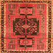 Round Machine Washable Persian Orange Traditional Area Rugs, wshtr3406org