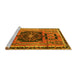 Sideview of Machine Washable Persian Yellow Traditional Rug, wshtr3406yw