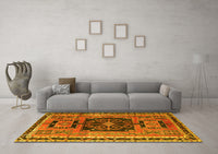 Machine Washable Persian Yellow Traditional Rug, wshtr3406yw