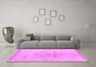 Machine Washable Persian Pink Traditional Rug in a Living Room, wshtr3407pnk