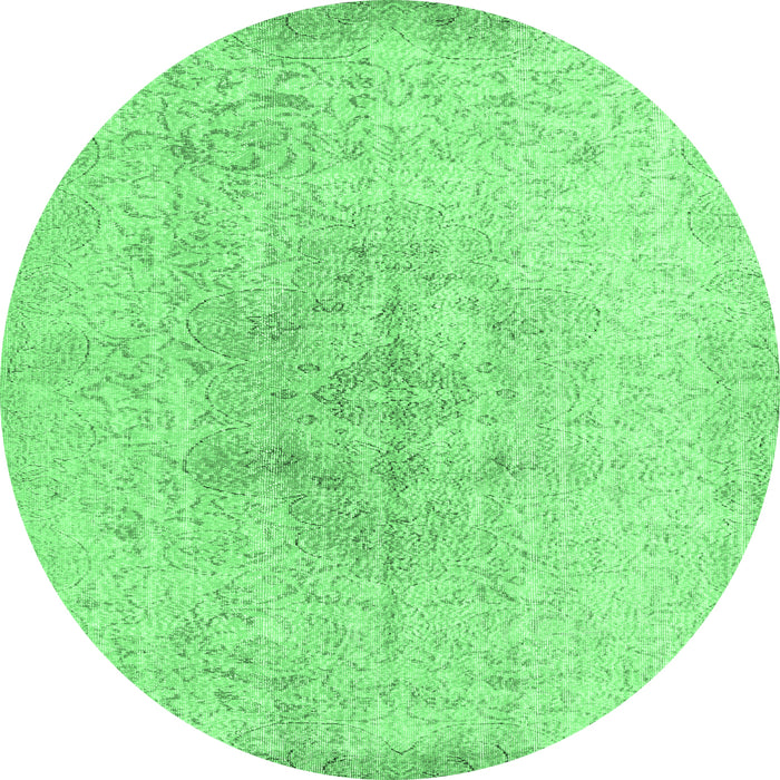 Round Persian Emerald Green Traditional Rug, tr3407emgrn