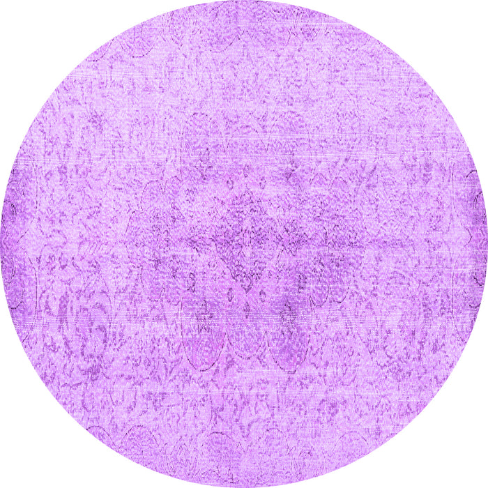 Round Machine Washable Persian Purple Traditional Area Rugs, wshtr3407pur