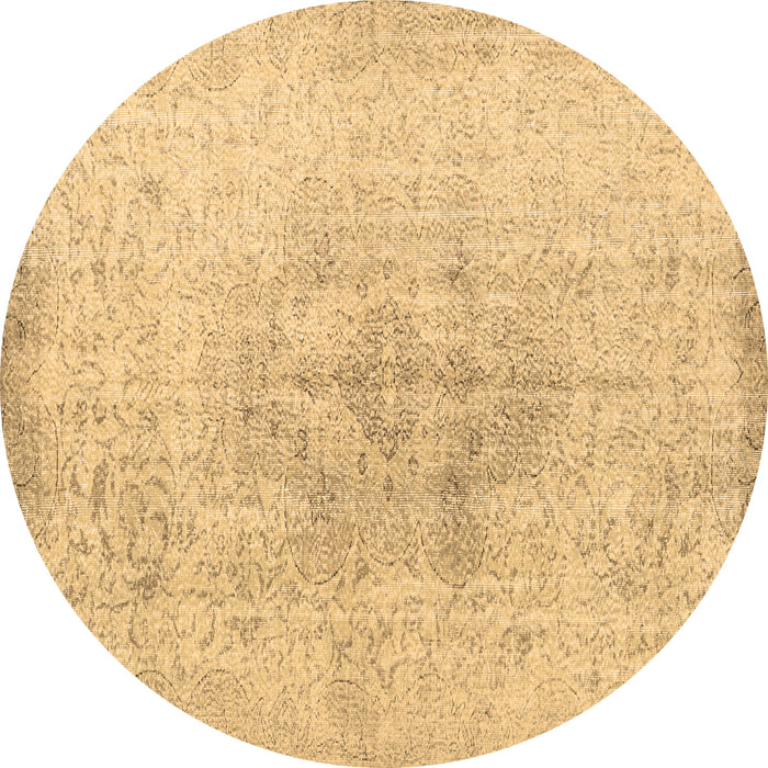 Round Persian Brown Traditional Rug, tr3407brn
