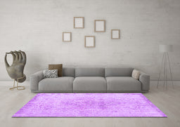 Machine Washable Persian Purple Traditional Area Rugs in a Living Room, wshtr3407pur