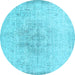 Round Persian Light Blue Traditional Rug, tr3407lblu