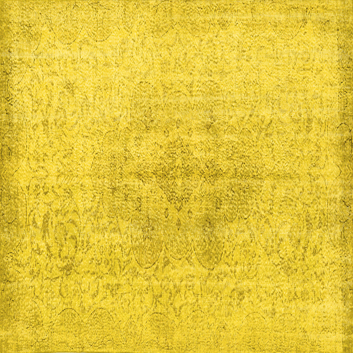 Square Machine Washable Persian Yellow Traditional Rug, wshtr3407yw