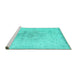 Sideview of Machine Washable Persian Turquoise Traditional Area Rugs, wshtr3407turq