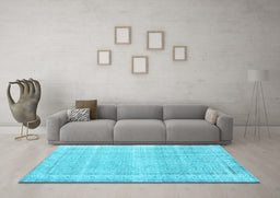 Machine Washable Persian Light Blue Traditional Rug in a Living Room, wshtr3408lblu