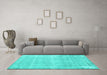 Machine Washable Persian Turquoise Traditional Area Rugs in a Living Room,, wshtr3408turq