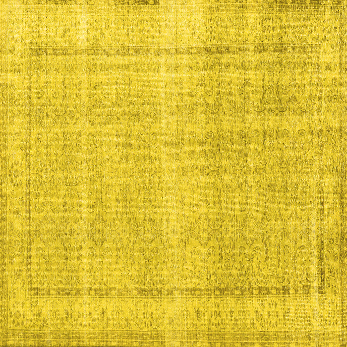Square Machine Washable Persian Yellow Traditional Rug, wshtr3408yw