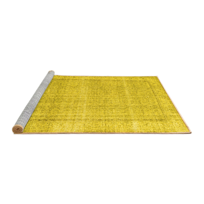 Sideview of Machine Washable Persian Yellow Traditional Rug, wshtr3408yw