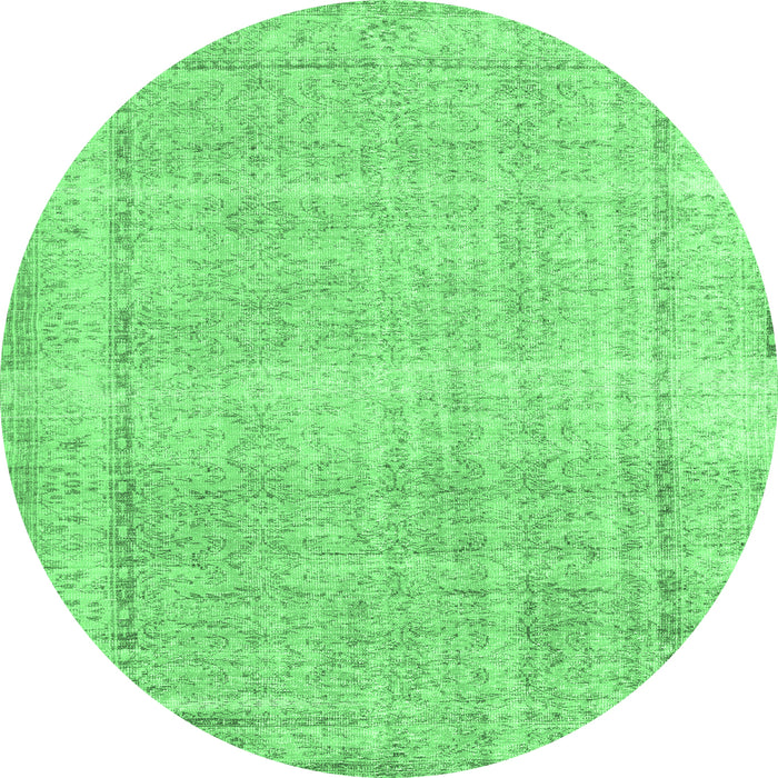 Round Persian Emerald Green Traditional Rug, tr3408emgrn