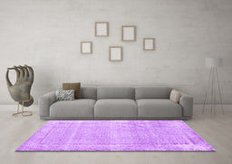 Machine Washable Persian Purple Traditional Area Rugs in a Living Room, wshtr3408pur