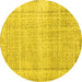 Round Persian Yellow Traditional Rug, tr3408yw