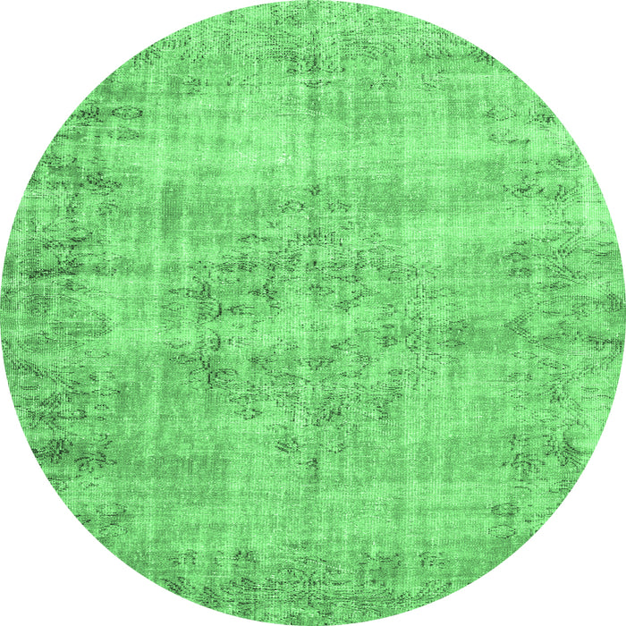 Round Machine Washable Persian Emerald Green Traditional Area Rugs, wshtr3409emgrn