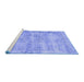 Sideview of Machine Washable Persian Blue Traditional Rug, wshtr3409blu