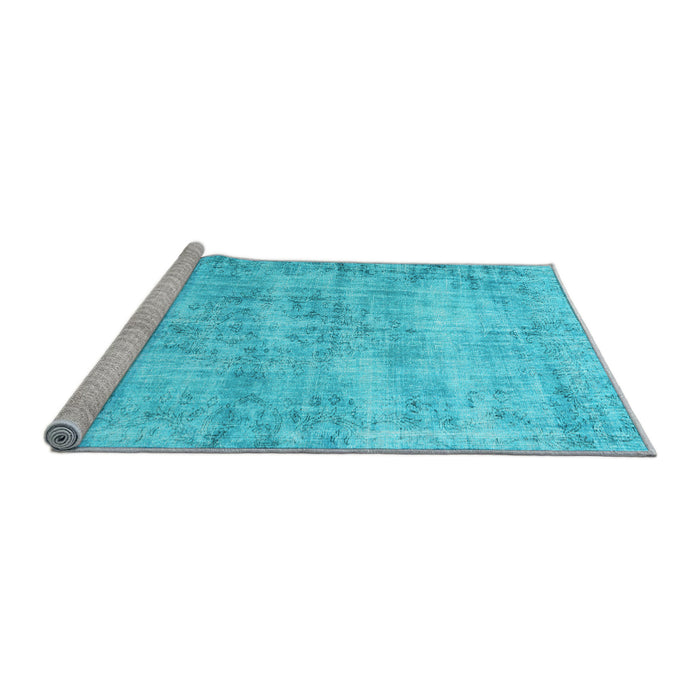 Sideview of Machine Washable Persian Light Blue Traditional Rug, wshtr3409lblu