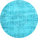 Round Persian Light Blue Traditional Rug, tr3409lblu