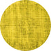 Round Machine Washable Persian Yellow Traditional Rug, wshtr3409yw