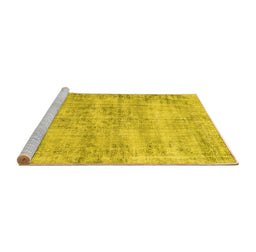 Sideview of Machine Washable Persian Yellow Traditional Rug, wshtr3409yw