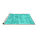 Sideview of Machine Washable Persian Turquoise Traditional Area Rugs, wshtr3409turq