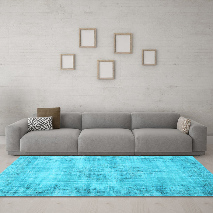 Machine Washable Persian Light Blue Traditional Rug in a Living Room, wshtr3409lblu