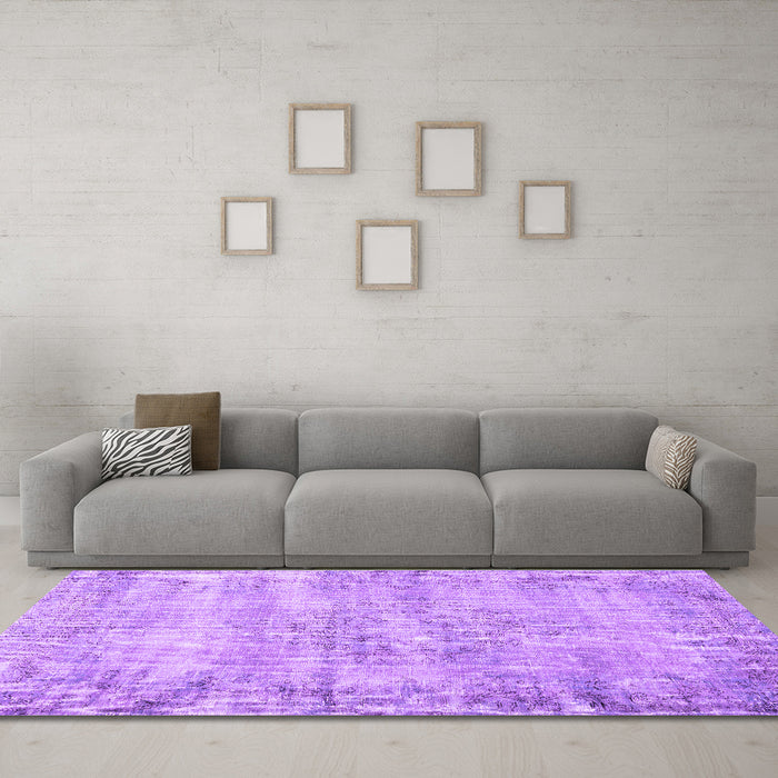 Machine Washable Persian Purple Traditional Area Rugs in a Living Room, wshtr3409pur
