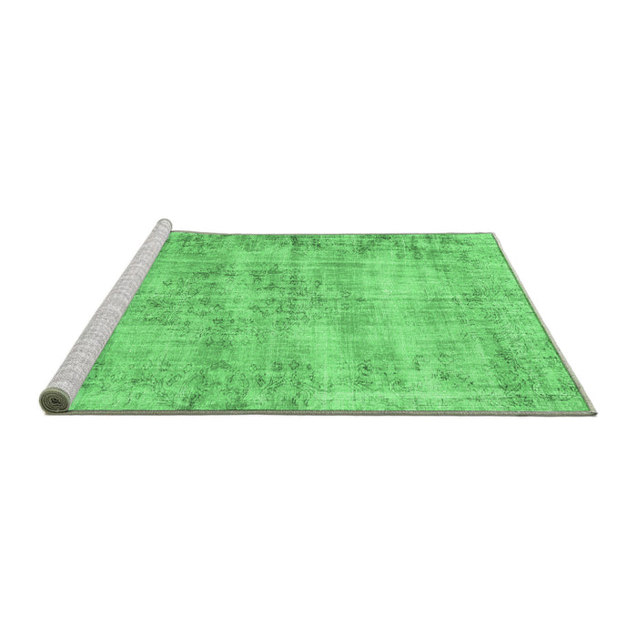 Sideview of Machine Washable Persian Emerald Green Traditional Area Rugs, wshtr3409emgrn