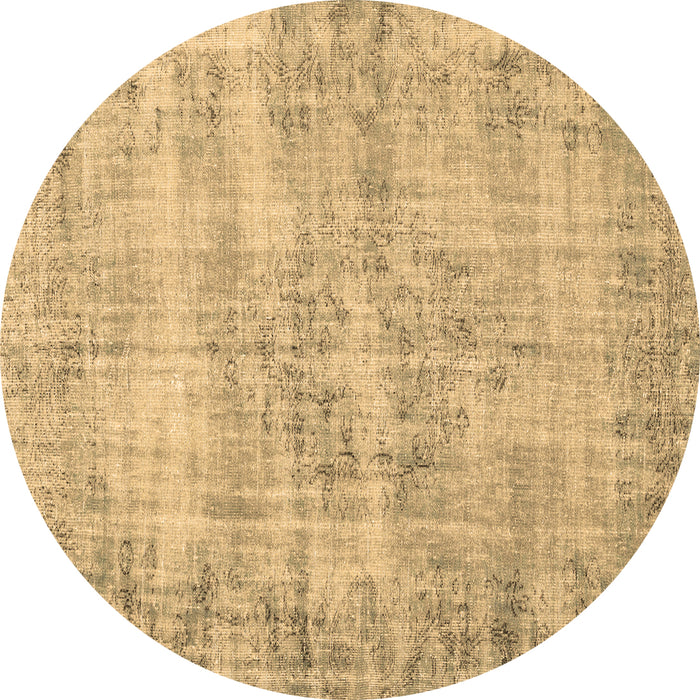 Round Machine Washable Persian Brown Traditional Rug, wshtr3409brn