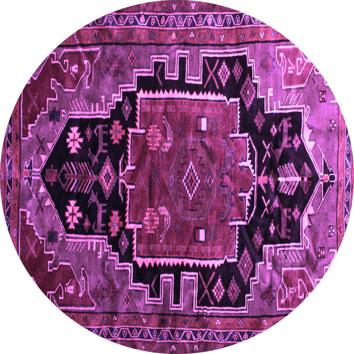 Round Machine Washable Persian Purple Traditional Area Rugs, wshtr340pur
