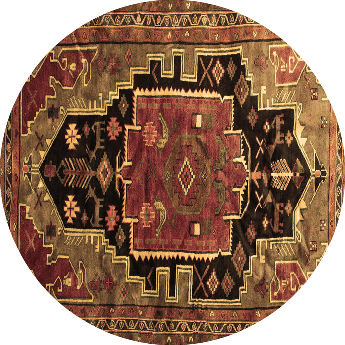 Round Persian Brown Traditional Rug, tr340brn