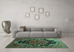 Machine Washable Persian Turquoise Traditional Area Rugs in a Living Room,, wshtr340turq