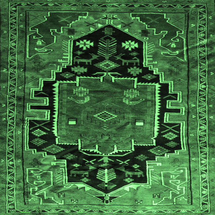 Square Persian Emerald Green Traditional Rug, tr340emgrn