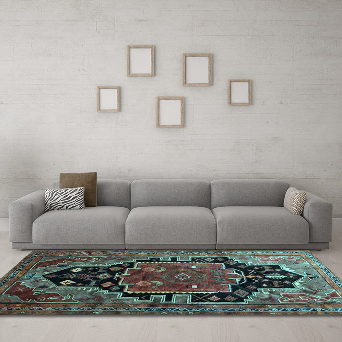Machine Washable Persian Light Blue Traditional Rug in a Living Room, wshtr340lblu
