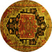 Round Machine Washable Persian Yellow Traditional Rug, wshtr340yw