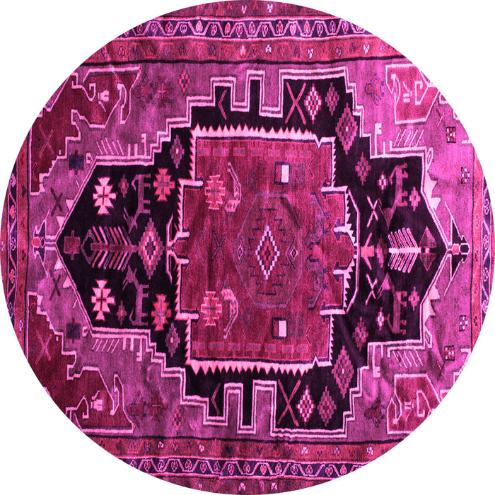 Round Machine Washable Persian Pink Traditional Rug, wshtr340pnk