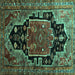 Square Machine Washable Persian Turquoise Traditional Area Rugs, wshtr340turq