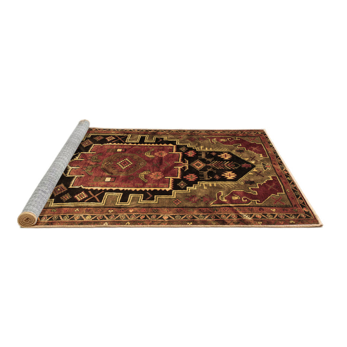 Sideview of Machine Washable Persian Brown Traditional Rug, wshtr340brn