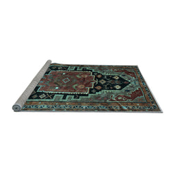 Sideview of Machine Washable Persian Light Blue Traditional Rug, wshtr340lblu