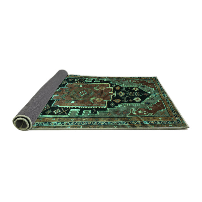 Sideview of Persian Turquoise Traditional Rug, tr340turq