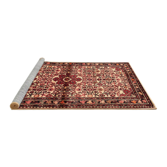 Sideview of Machine Washable Traditional Saffron Red Rug, wshtr341