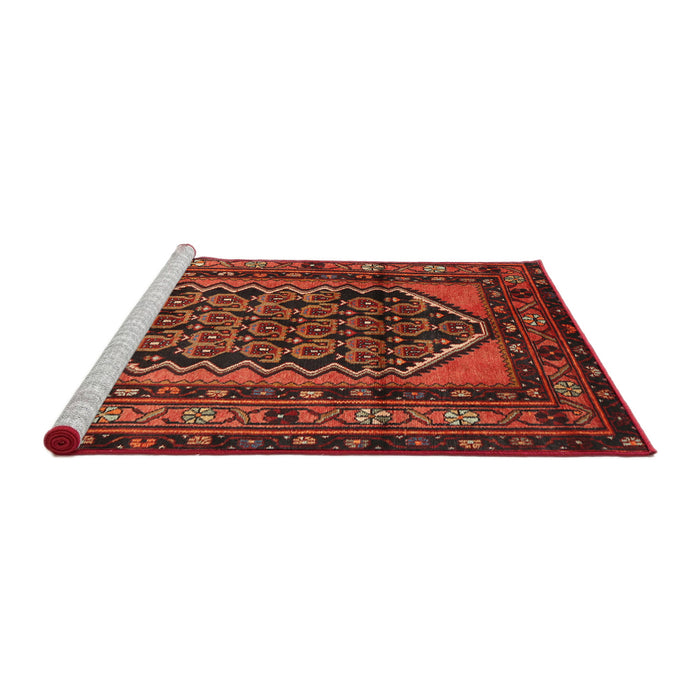 Sideview of Machine Washable Traditional Tomato Red Rug, wshtr3410